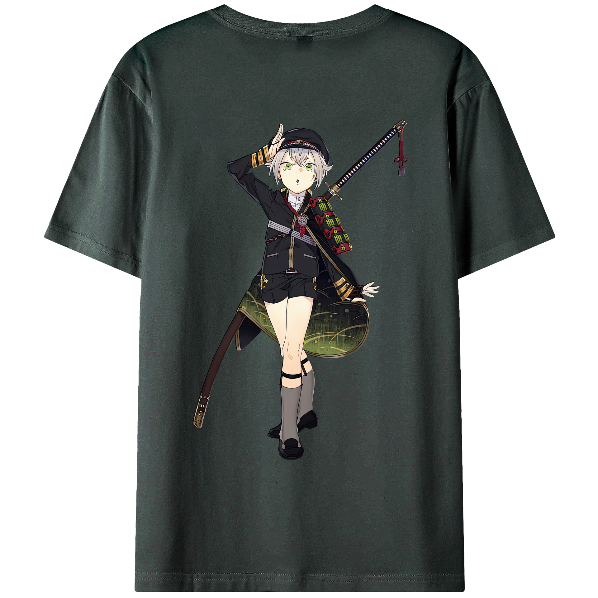 （画像用） 刀剣乱舞 Touken Ranbu 綿100％ メンズ半袖Tシャツ（バックプリント） 通気性